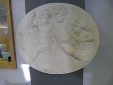 Large Oval Plaster Embossed Wall Plaque