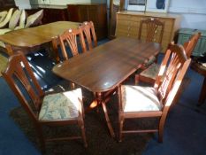 Rectangular Dining Table on Twin Pedestal with Six