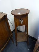 Edwardian Mahogany Inlaid Plant Stand with Undersh