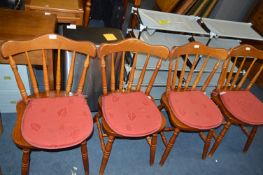 Set of Four Light Oak Stickback Dining Chairs