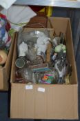 Large Box of Drinking Glassware, Ornaments, Chrome
