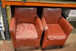 *Two Faux Leather Red Chairs