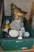 Box Containing Assorted Cups, Cafetieres, Dishes,