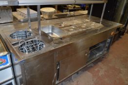 Large Stainless Steel Servery Unit over Hot Cupboa