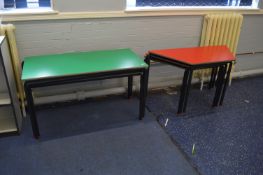 *Three Green and Three Red Topped Stackable Tables