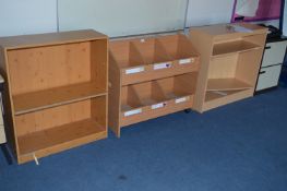 *Two Open Fronted Bookcases and a Set of Beech Pig