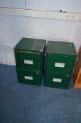 *Two Green Two Drawer Foolscap Filing Cabinets