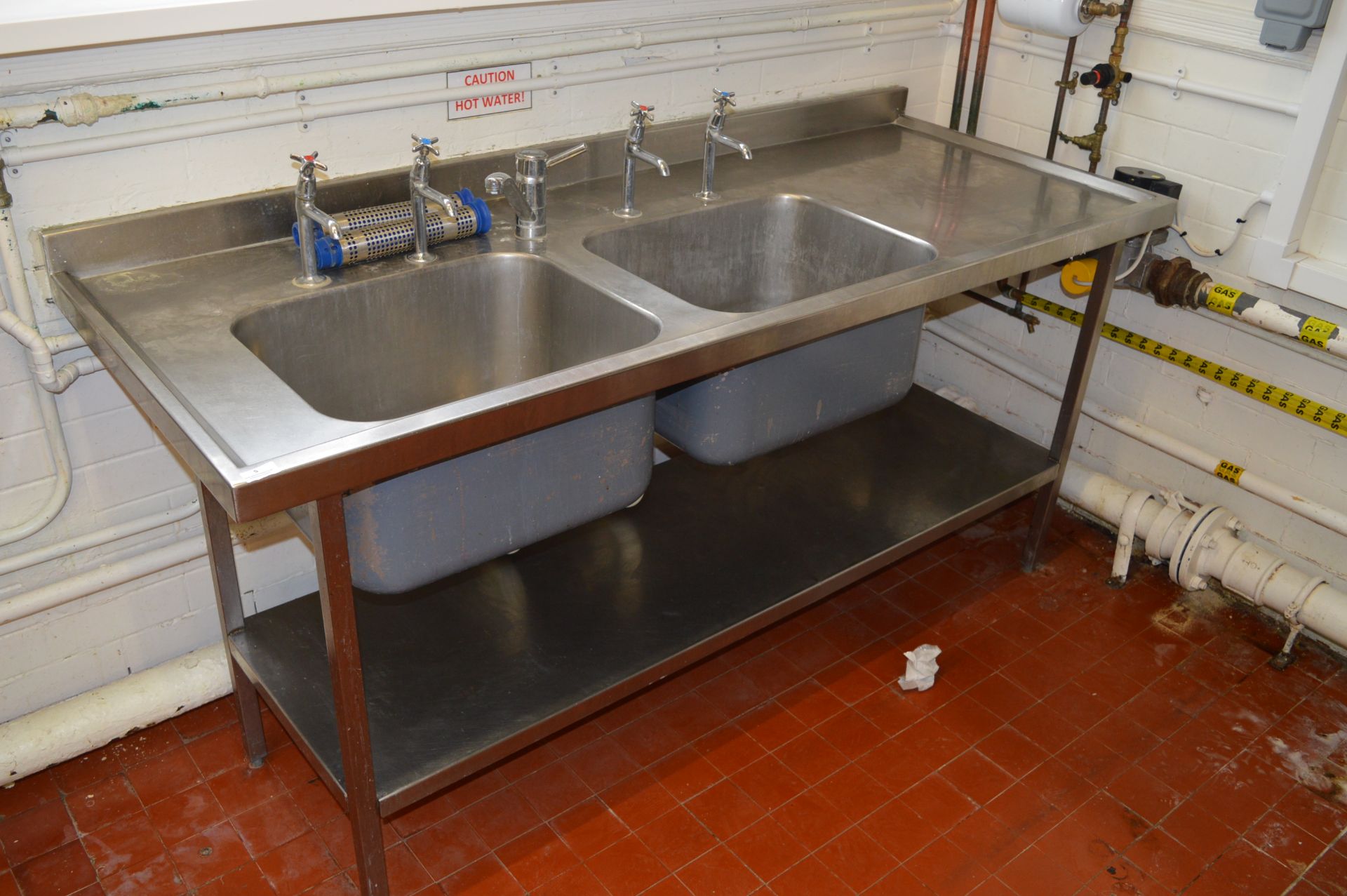 *Stainless Steel Commercial Double Sink Unit with