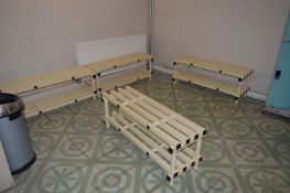 Six Cream Plastic Changing Room Benches