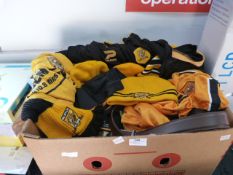 Box Containing Hull City Programmes, Scarfs, Hats