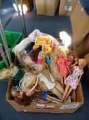 Box Containing Cindy and Barbie Dolls with Clothin