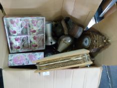 Box Containing Mantel Clock, Ornaments, Vases, Flo