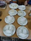 Art Deco Green and Silver Decorated 24 Piece Tea S