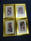 Set of Four Gilt Framed Pictures "Jazz Cafe"