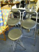 Three Black Vinyl Seated Folding Bar Stools