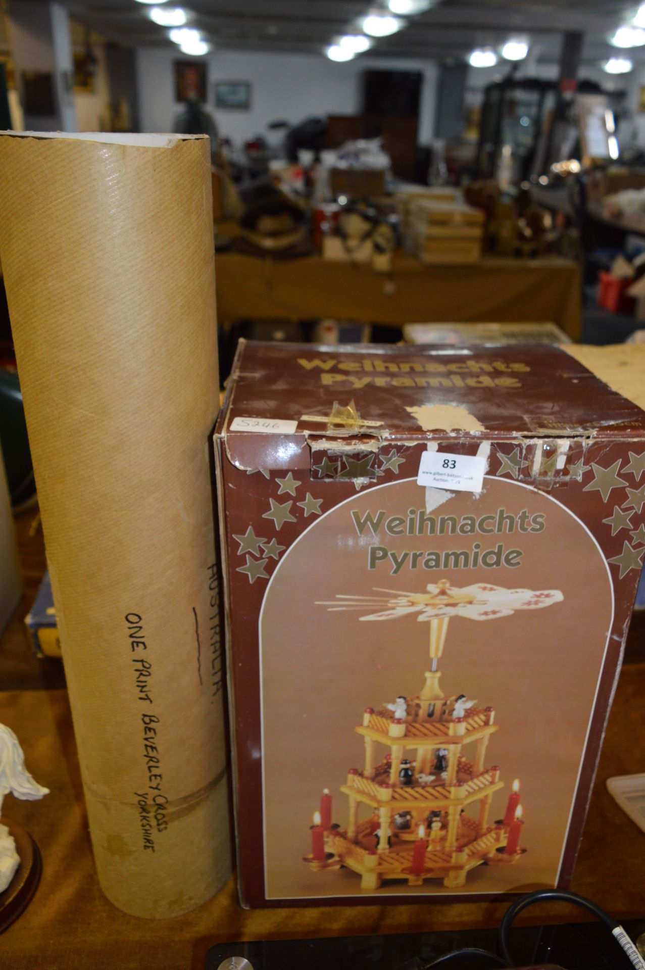 Weihnachts Pyramid Ornament and a Print of Beverle
