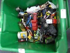 Box Containing Toy Cars and Trucks