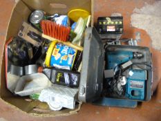 Makita Drill and a Box Containing Motor Cycle Batt