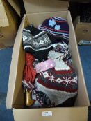 Box of New Wool Hats and Soft Toys