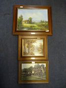 Two Framed Oil Paintings and a Print - Country Lan