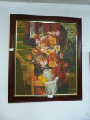 Framed Oil on Board "Floral Still Life" Signed P.