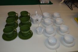 Part Tea Set and Six Green Cups & Saucers