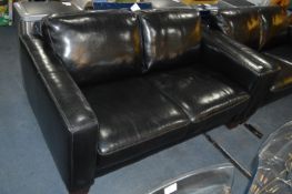 Black Leatherette Two Seat Sofa
