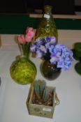 Assorted Artificial Plants and Glassware