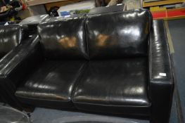 Black Leatherette Two Seat Sofa
