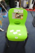 *Three Children's Green Plastic Stacking Chairs