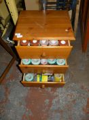 Pine Chest of Three Drawers Containing Various Abr