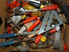 Box Containing Joiners Vintage Tools; Wood Chisels