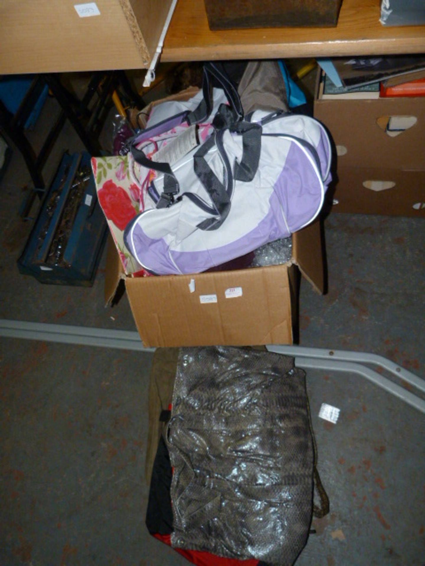 Box Containing Fashion and Sports Bags