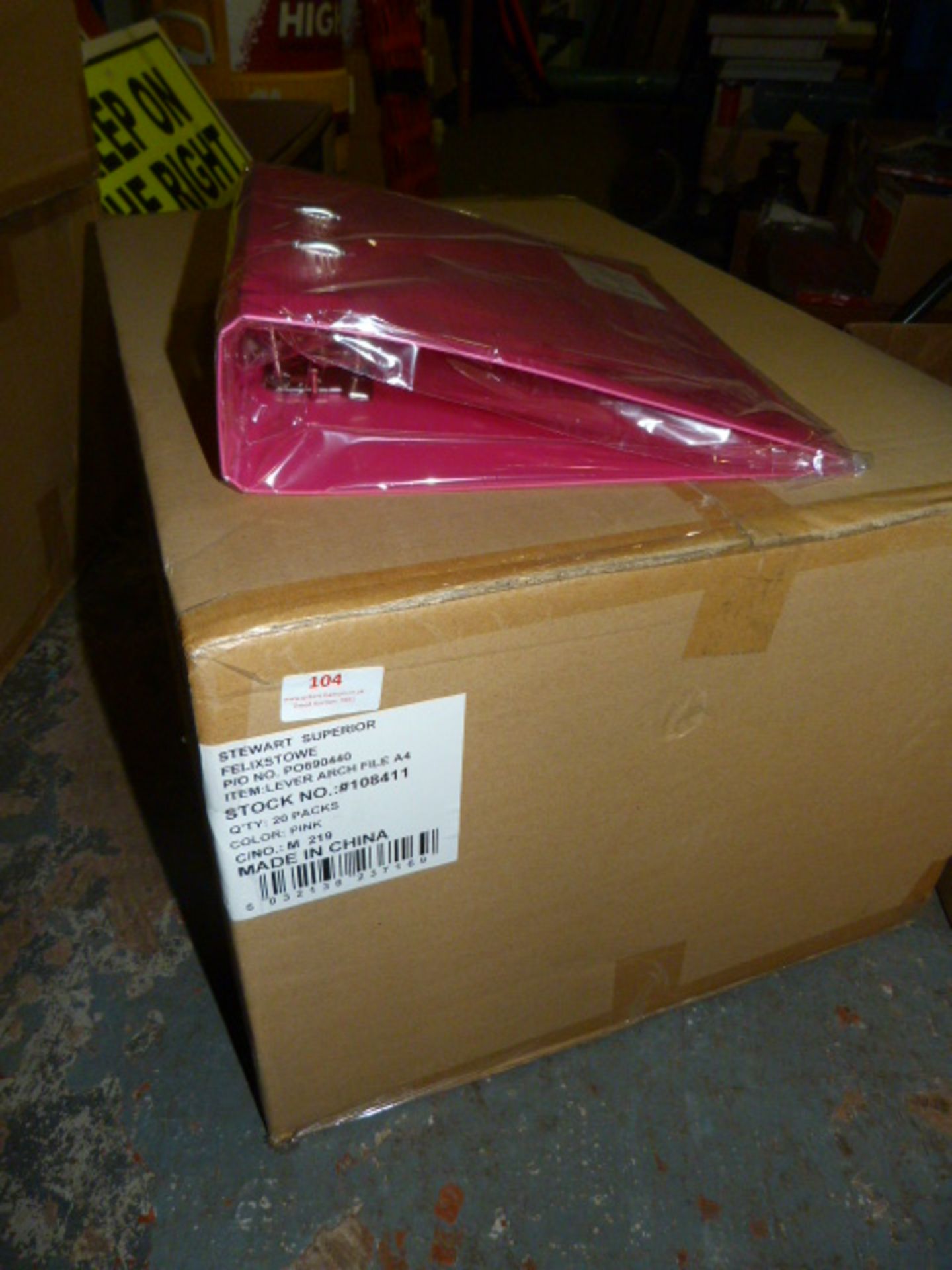 *Box Containing 20 Packs of Glo Lever Arch Folders