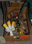Box of Hand Braces, Bits, Bricklayers Hammers, etc