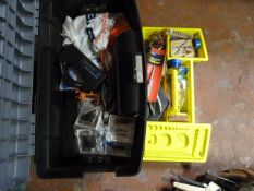 Plastic Toolbox Containing Assorted Electrical Too