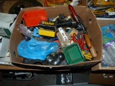 Box of Assorted Fret Saws, Door Locks and Furnitur