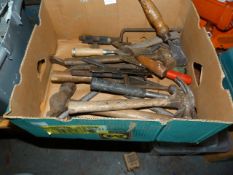 Box Containing Assorted Hammers, Chisels and Other