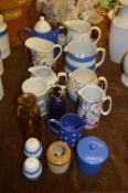 Collection of Pottery Jugs Including Blue & White