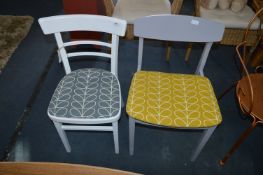 Two Painted Dining Chairs with Upholstered Seats
