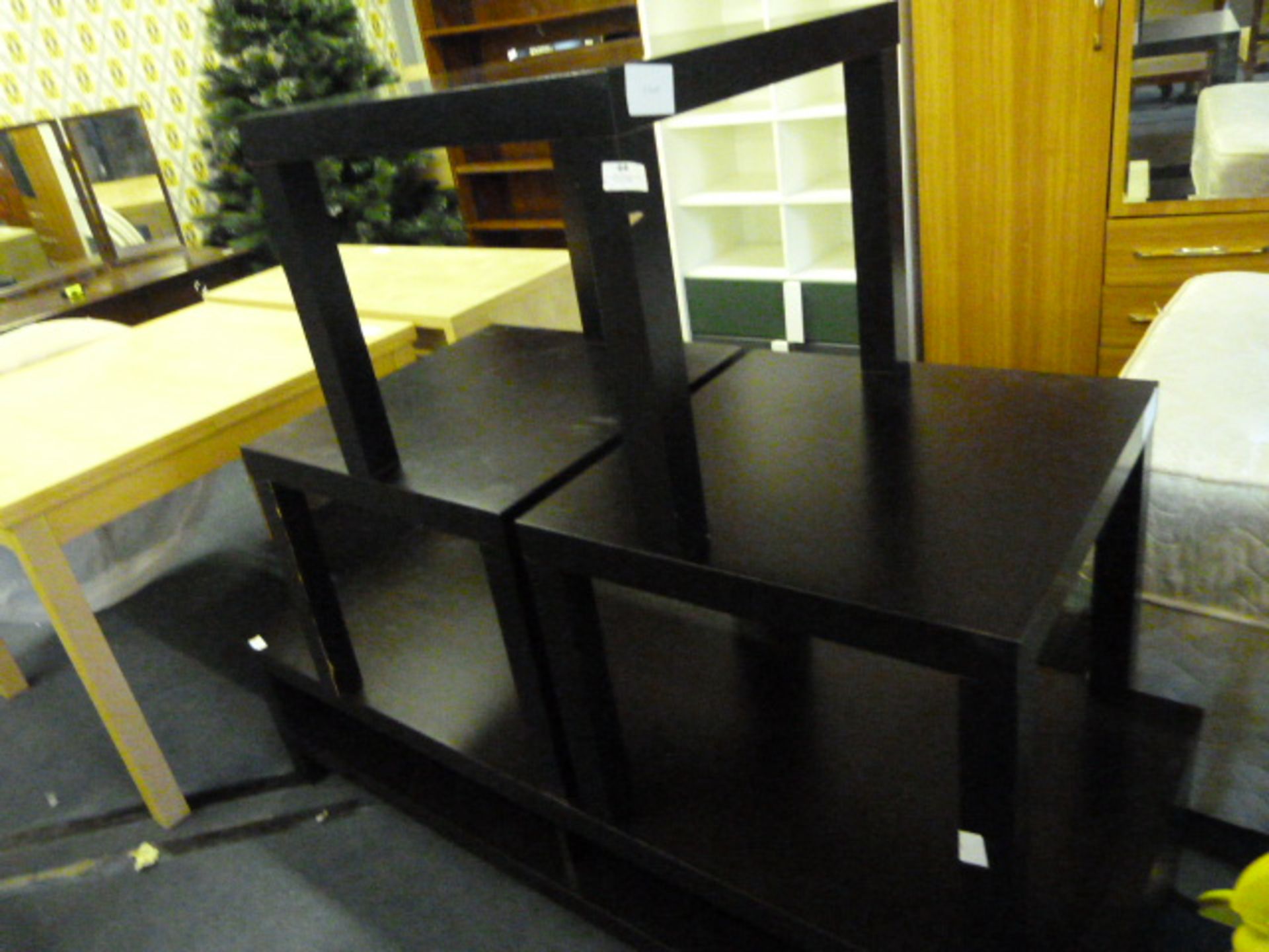 Three Square Ebonised Occasional Tables