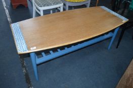 Teak Coffee Table with Blue Painted Base