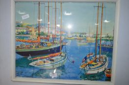 Framed Coloured Print - Creig Sailing Boats in Harbour