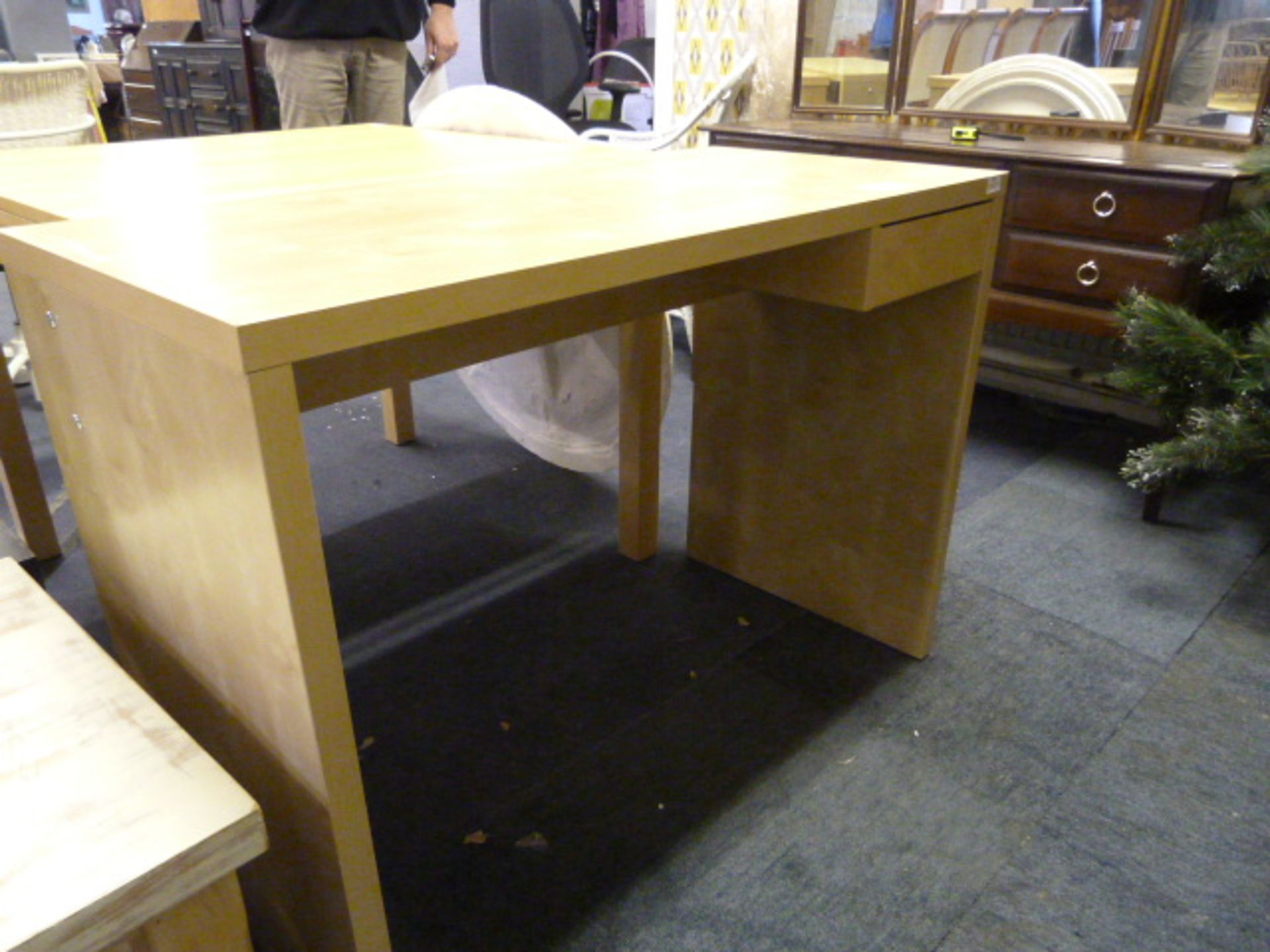 Home Desk Unit with Drawer in Light Maple Finish