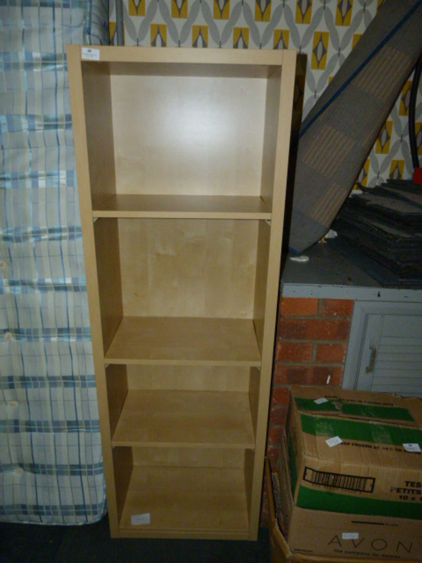 Open Front Shelving Unit in Light Maple Finish