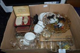 Box Containing Drinking Glassware, Cake Plate, Ope