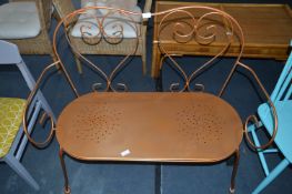 Gold Painted Wrought Metal Two Seat Garden Chair