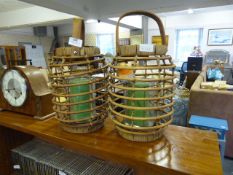 Two Rattan & Cane Candle Holders