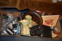 Two Boxes Containing Glassware, Teaware, Mirror, S