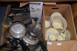 Two Boxes Containing Meakin Tableware, Stainless S